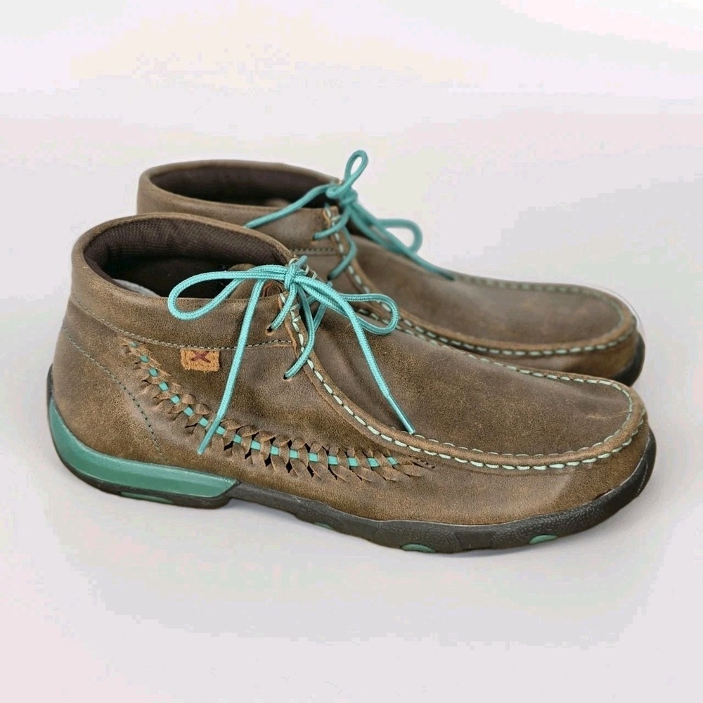 Twisted X Chukka Driving Moc Shoes Women's 11 Leather Comfort Aqua/brown